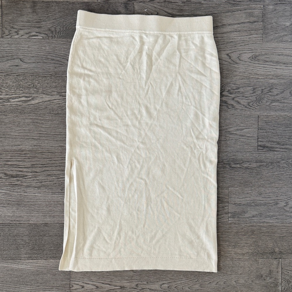 🌼RALPH LAUREN🌼 NWT Cream Knit Midi Skirt, Size XL - Picture 7 of 8